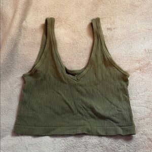 Urban Outfitters Khaki Ribbed Tank Top